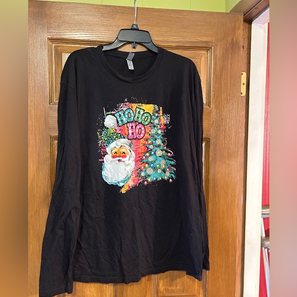 Black Long Sleeve Christmas Graphic Tee